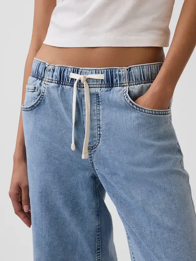 Mid-rise gebreide, comfortabele baggy Jeans