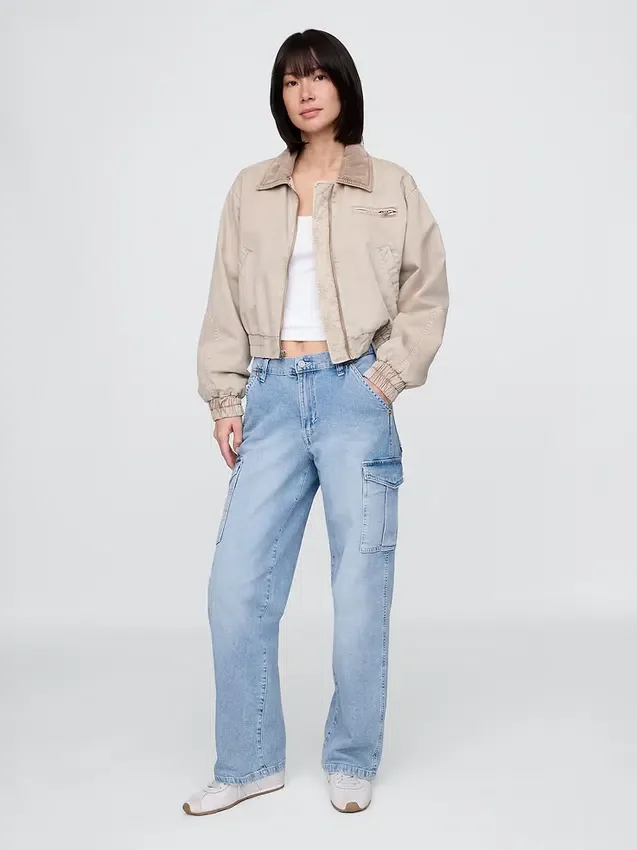 Mid-rise loszittende cargo-Jeans in jaren ’90-stijl