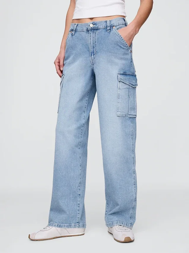 Mid-rise loszittende cargo-Jeans in jaren ’90-stijl