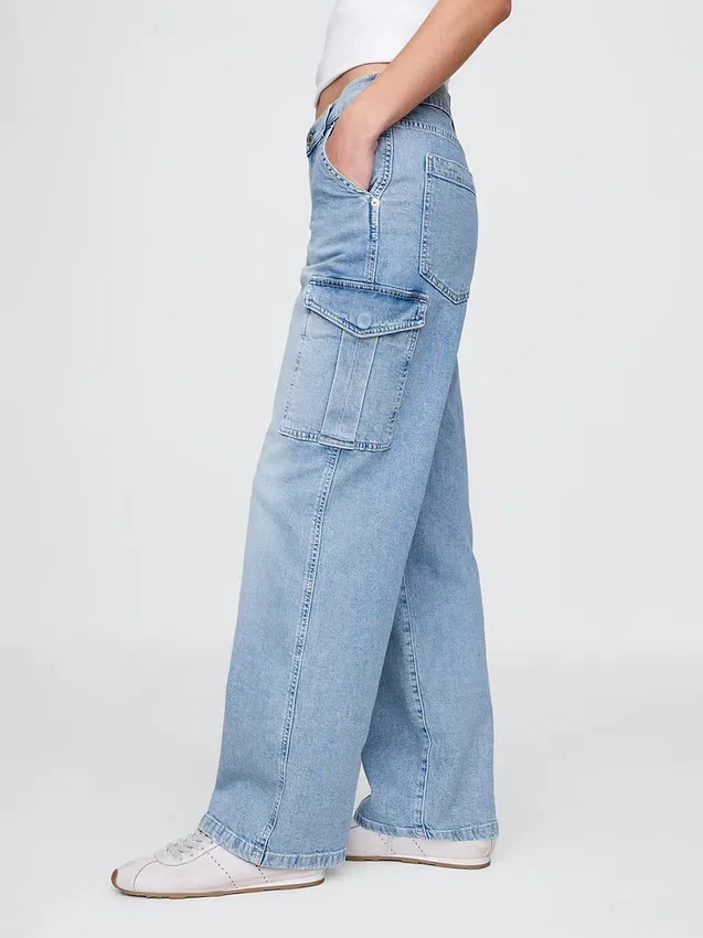 Mid-rise loszittende cargo-Jeans in jaren ’90-stijl