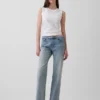 Mid-rise Micro Riemen Relaxed Straight-Jeans