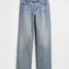 Mid-rise Micro Riemen Relaxed Straight-Jeans