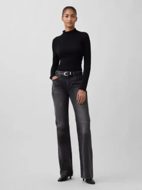 Mid-rise, stijve, relaxed flare-Jeans