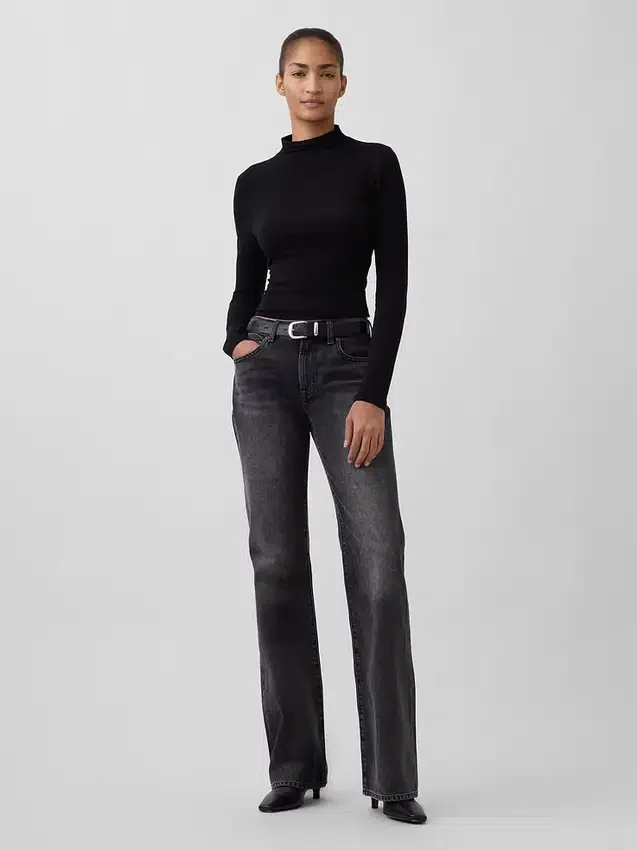 Mid-rise, stijve, relaxed flare-Jeans