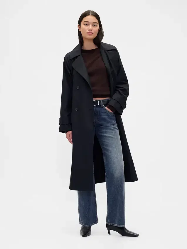 Mid-rise, stijve, relaxed flare-Jeans