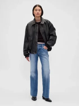 Mid-rise, stijve, relaxed flare-Jeans