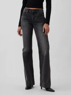 Mid-rise, stijve, relaxed flare-Jeans