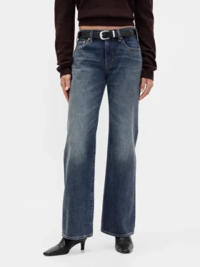 Mid-rise, stijve, relaxed flare-Jeans