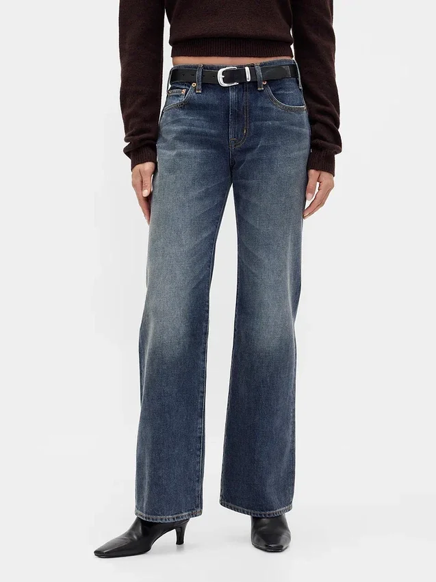 Mid-rise, stijve, relaxed flare-Jeans
