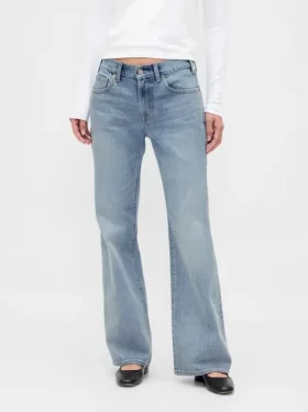 Mid-rise, stijve, relaxed flare-Jeans