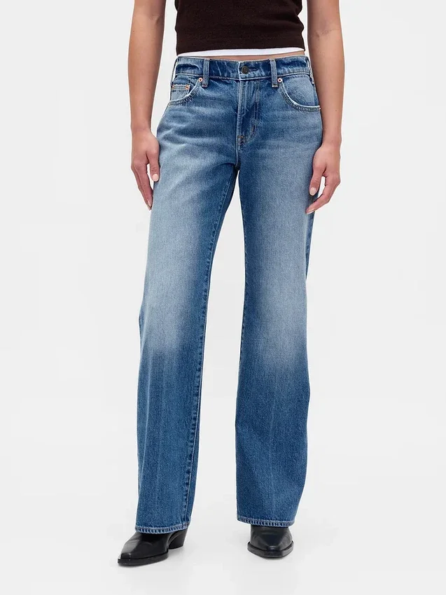 Mid-rise, stijve, relaxed flare-Jeans