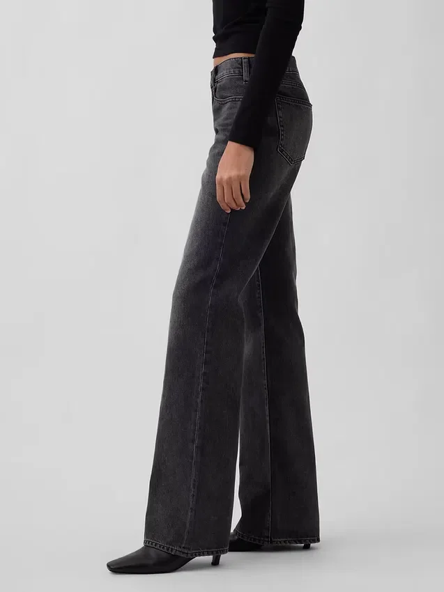 Mid-rise, stijve, relaxed flare-Jeans
