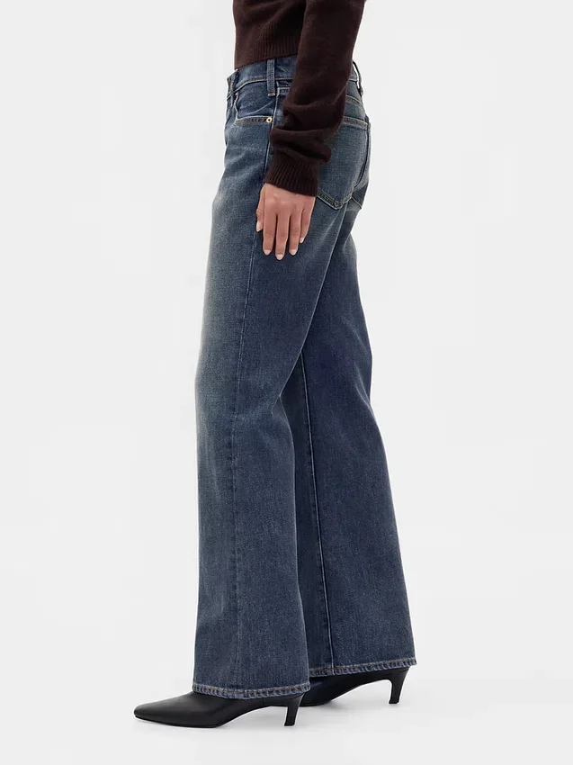 Mid-rise, stijve, relaxed flare-Jeans