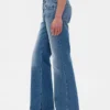 Mid-rise, stijve, relaxed flare-Jeans