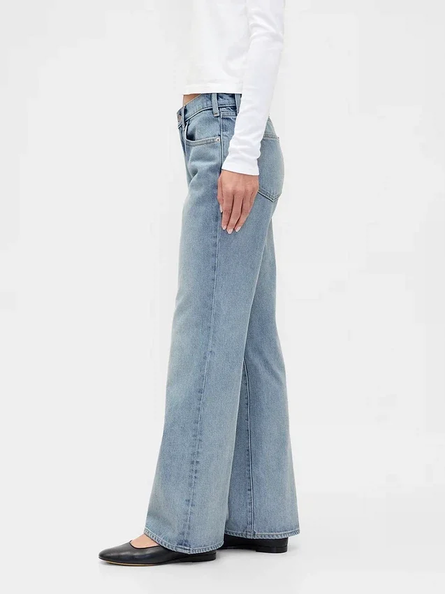 Mid-rise, stijve, relaxed flare-Jeans