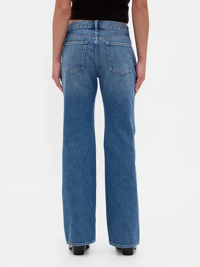 Mid-rise, stijve, relaxed flare-Jeans