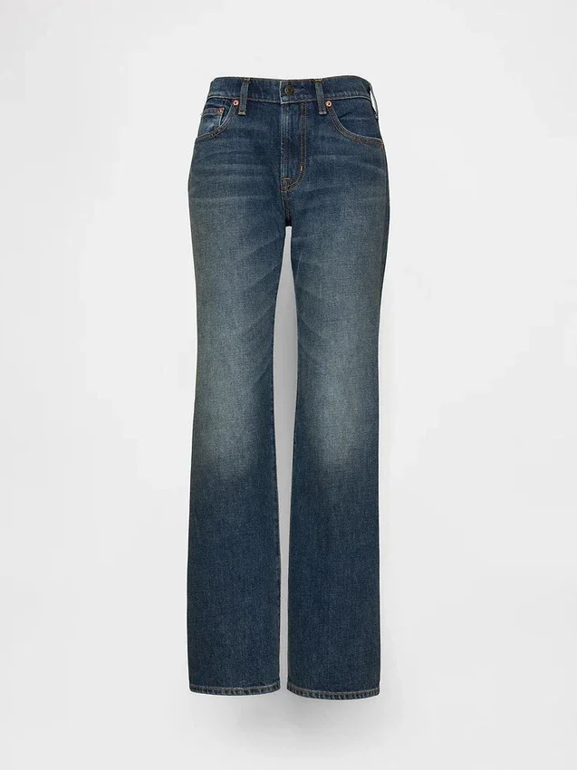 Mid-rise, stijve, relaxed flare-Jeans
