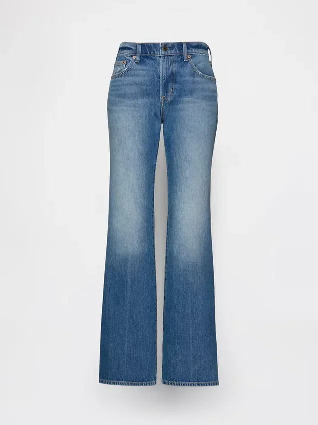 Mid-rise, stijve, relaxed flare-Jeans