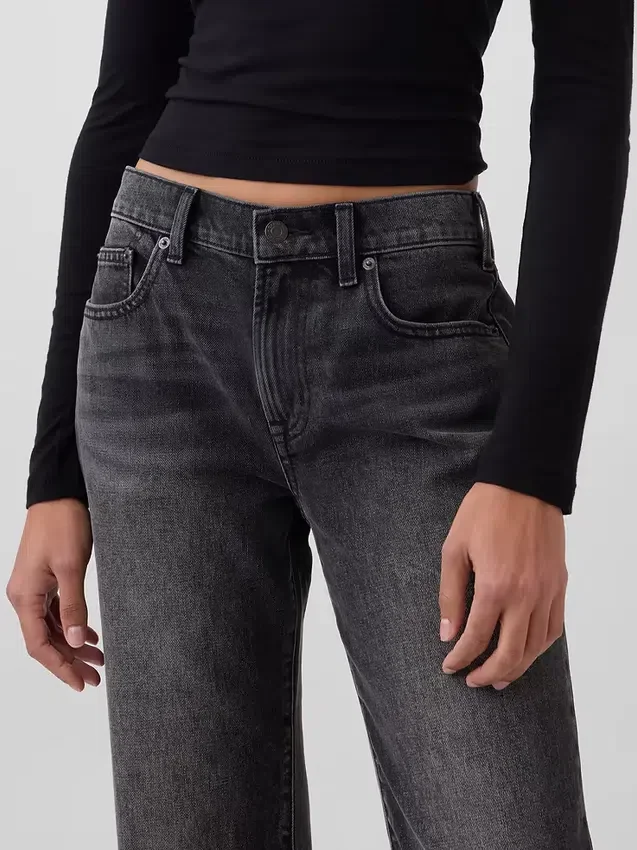 Mid-rise, stijve, relaxed flare-Jeans