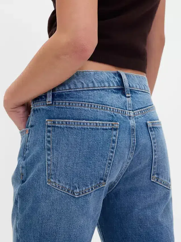 Mid-rise, stijve, relaxed flare-Jeans