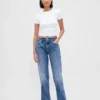Mid-rise, stijve, relaxte rechte Jeans