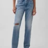 Mid-rise, stijve, relaxte rechte Jeans
