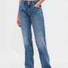 Mid-rise, stijve, relaxte rechte Jeans