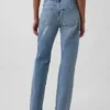 Mid-rise, stijve, relaxte rechte Jeans