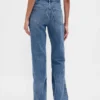 Mid-rise, stijve, relaxte rechte Jeans