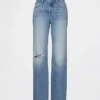 Mid-rise, stijve, relaxte rechte Jeans