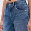 Mid-rise, stijve, relaxte rechte Jeans
