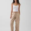 Mid-rise twill utility-broek met wijd uitlopende pijpen