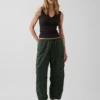 Mid-rise twill utility-broek met wijd uitlopende pijpen