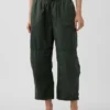 Mid-rise twill utility-broek met wijd uitlopende pijpen
