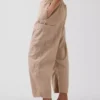 Mid-rise twill utility-broek met wijd uitlopende pijpen