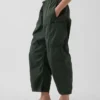 Mid-rise twill utility-broek met wijd uitlopende pijpen