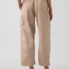 Mid-rise twill utility-broek met wijd uitlopende pijpen