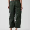Mid-rise twill utility-broek met wijd uitlopende pijpen