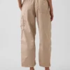 Mid-rise twill utility-broek met wijd uitlopende pijpen