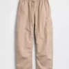 Mid-rise twill utility-broek met wijd uitlopende pijpen