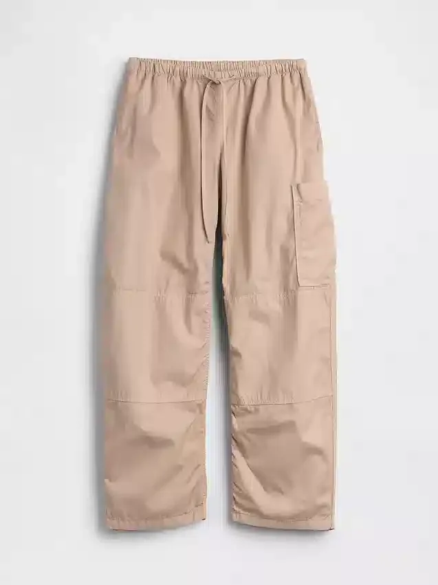 Mid-rise twill utility-broek met wijd uitlopende pijpen