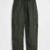 Mid-rise twill utility-broek met wijd uitlopende pijpen