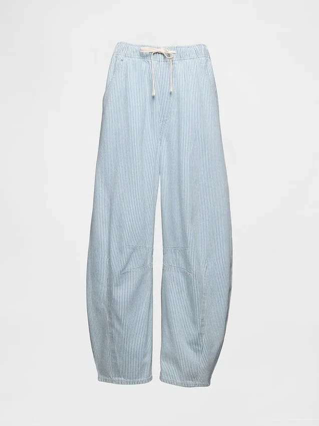 Mid Rise Ultrasoft Denim Stripe Easy Horseshoe Jeans