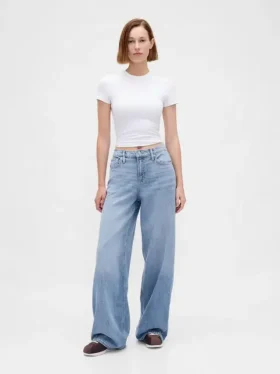 Mid-rise ultrazachte baggy Jeans