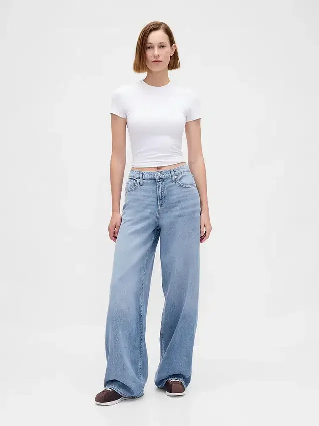 Mid-rise ultrazachte baggy Jeans