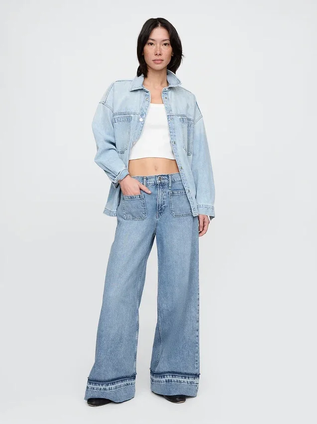 Mid-rise ultrazachte baggy Jeans