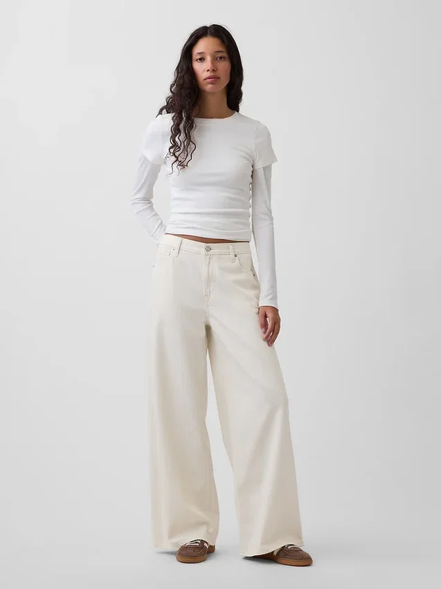 Mid-rise ultrazachte baggy Jeans