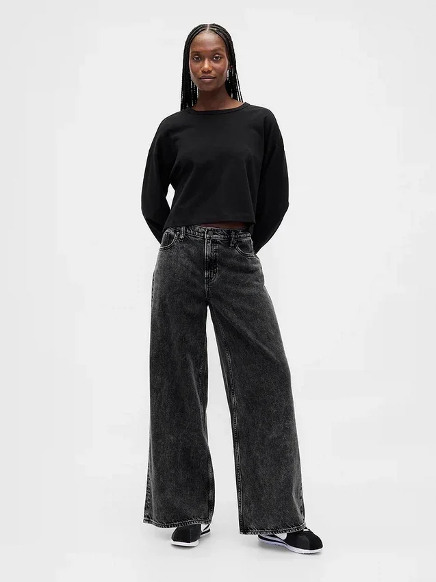 Mid-rise ultrazachte baggy Jeans