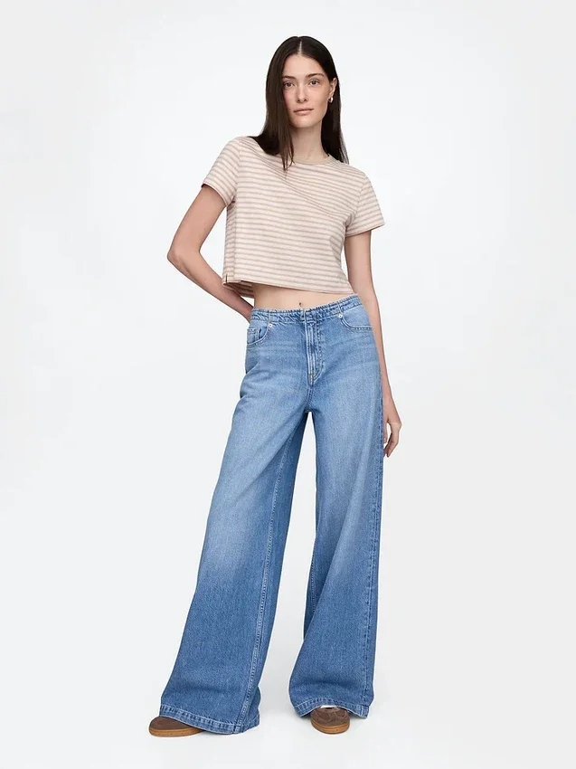 Mid-rise ultrazachte baggy Jeans