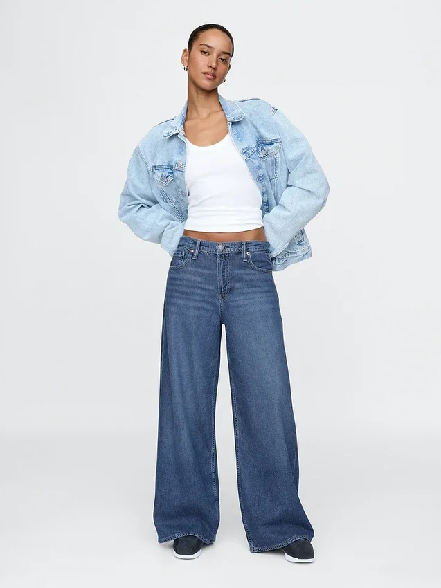 Mid-rise ultrazachte baggy Jeans
